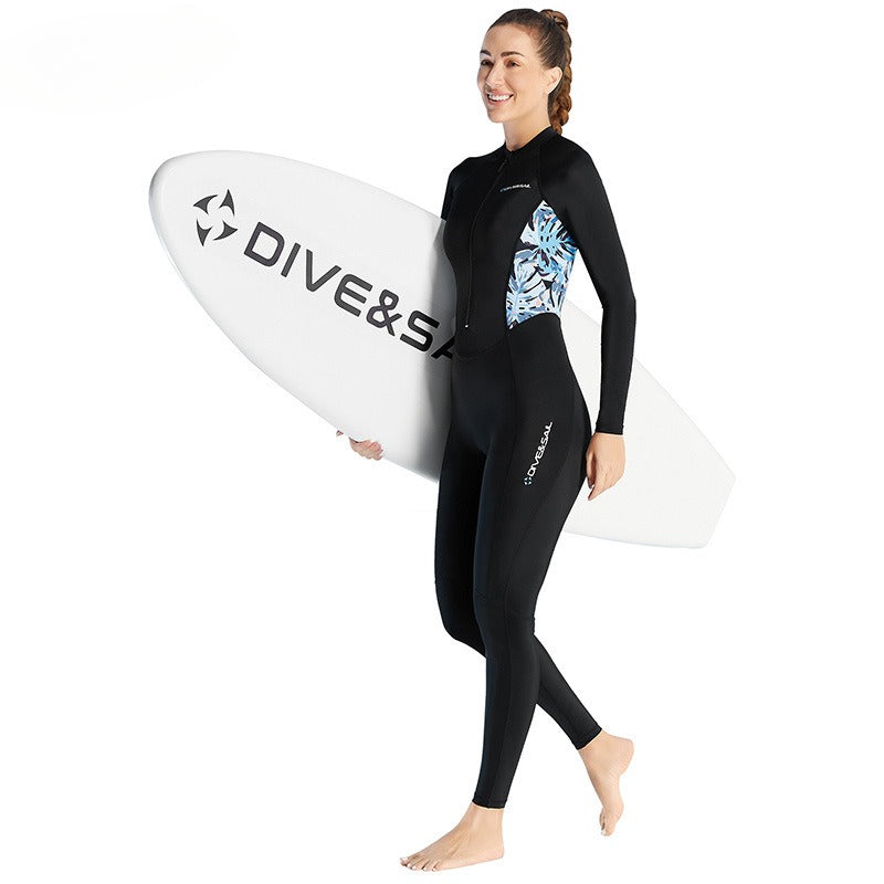 Wetsuit women's one-piece long-sleeved trousers sun protection wetsuit snorkeling surfing swimming quick-drying jellyfish suit