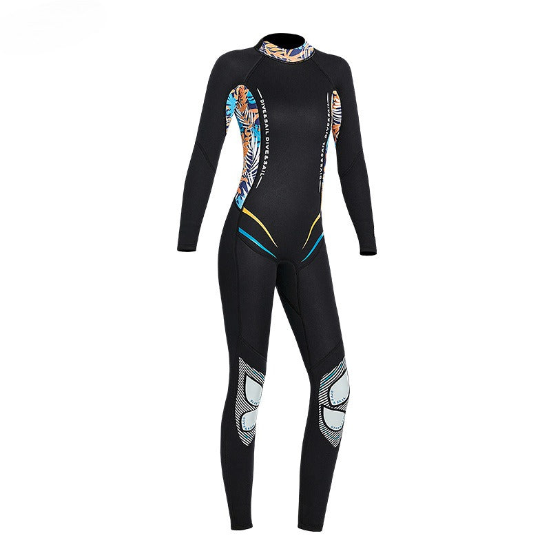 Cross-border new 3MM wetsuit women's one-piece long-sleeved cold-proof and warm wetsuit free diving surfing autumn and winter swimsuit