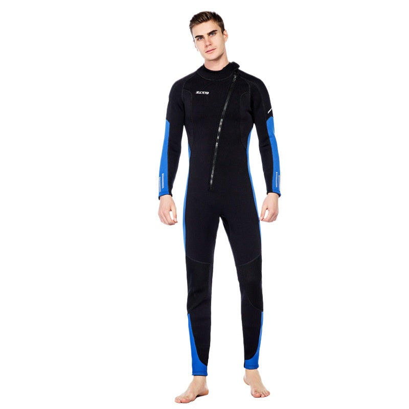 New 3mm wetsuit men's one-piece warm surfing wetsuit women's long-sleeved cold-proof snorkeling winter swimming pants