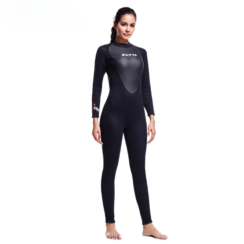 New wetsuit 3mm professional wetsuit men's one-piece thickened thermal deep snorkeling surf suit swimsuit women