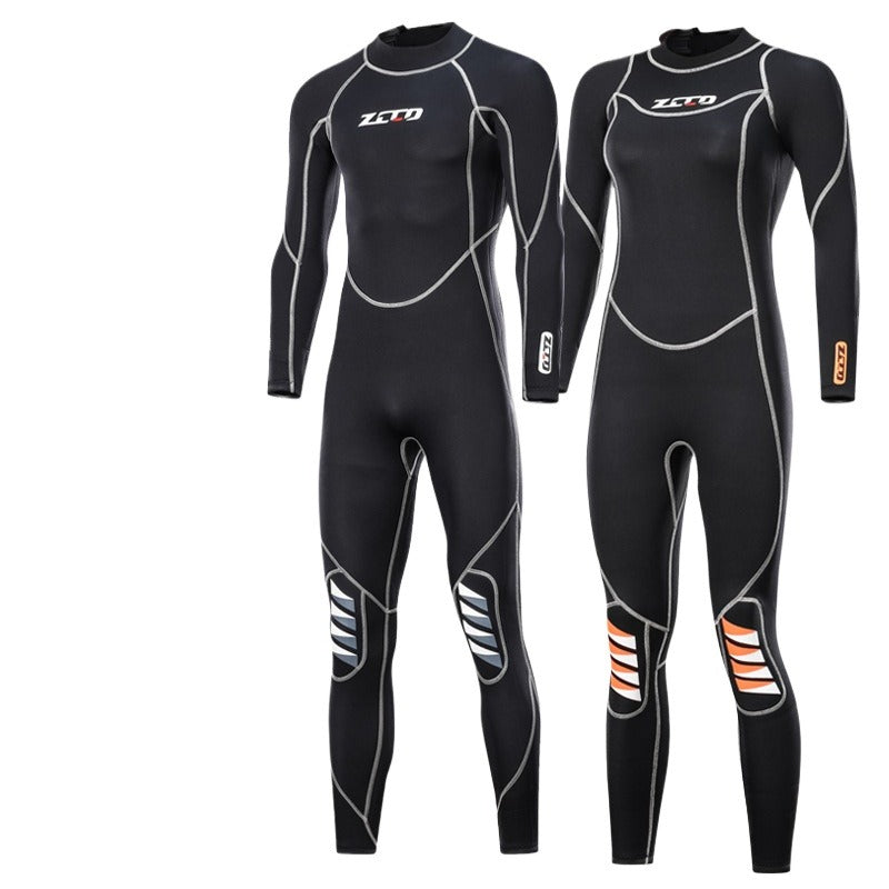 New 3MM diving suit men's thickened warm swimsuit women's winter snorkeling one-piece long-sleeved jellyfish suit