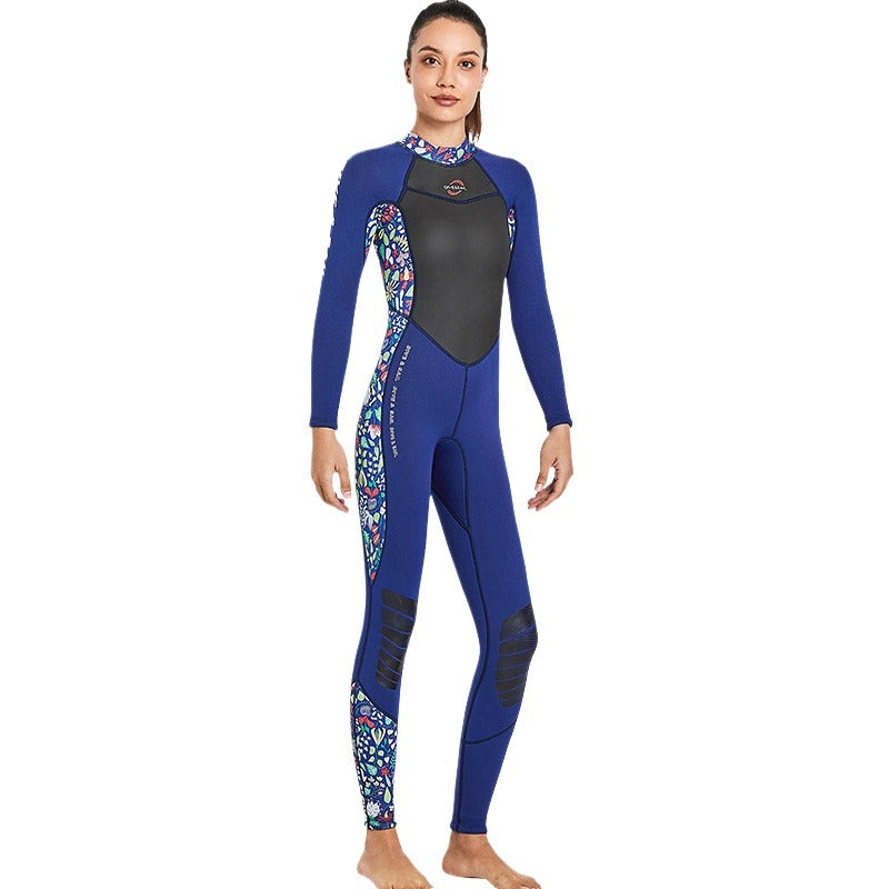 New 3MM diving suit women's one-piece long-sleeved trousers thermal wet wetsuit free diving surfing winter swimming trousers