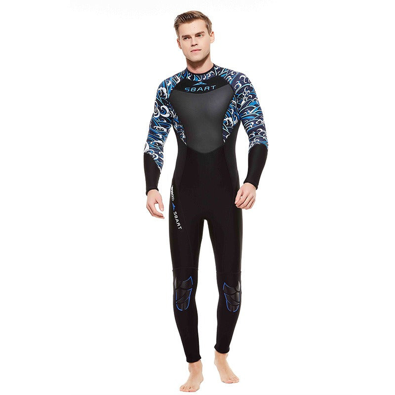 Men's and women's 3MM diving suits, women's long-sleeved warm winter swimming, surfing, snorkeling suits, cross-border swimsuits, one-piece.