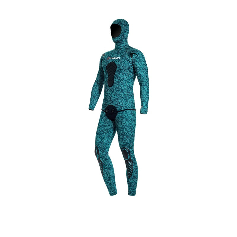 Wetsuit 3/5/7 MM camouflage fishing and hunting suit split hooded light leather wetsuit warm free diving wetsuit