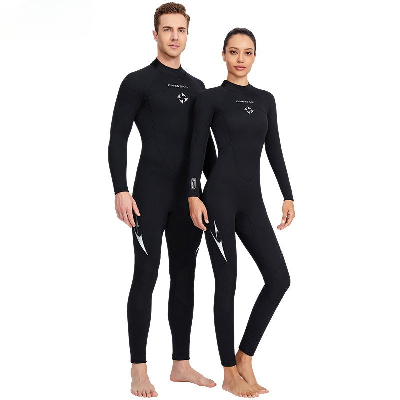 3MM Wetsuit Women's One-piece Long Sleeve Thickened Warm Couple Wetsuit Men's Snorkeling Surfing Jellyfish Swimsuit