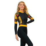 Sports swimsuit women's long-sleeved printed long-sleeved front zipper sunscreen quick-drying breathable tight body swimsuit with chest pad