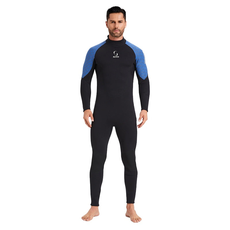 New 3MM diving suit men's one-piece long-sleeved women's thickened warm swimsuit free snorkeling surfing jellyfish suit