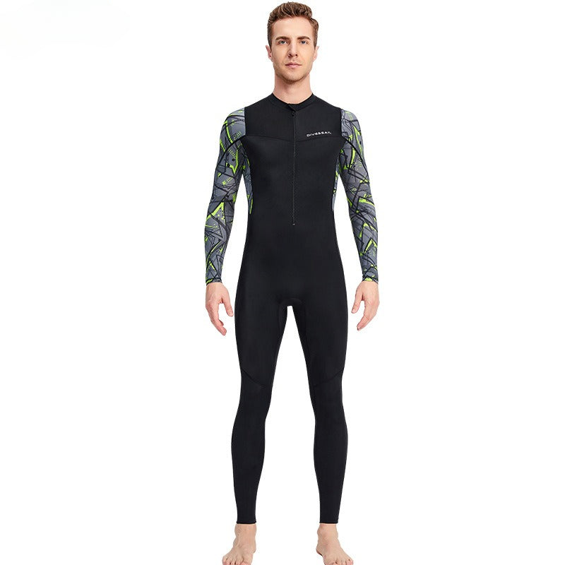 Wetsuit Men's one-piece long-sleeved trousers sun protection wetsuit snorkeling surfing jellyfish suit Lycra quick-drying swimsuit