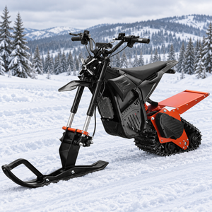 QC26-2 electric snow bike front three-quarter view in black and orange
